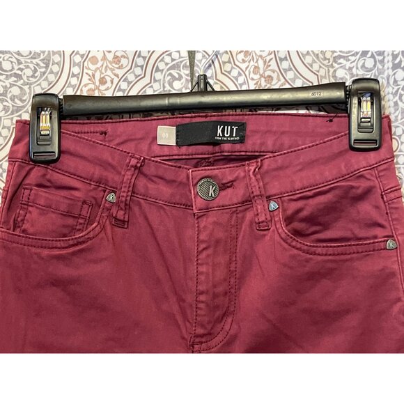 KUT From The Kloth Womens Burgundy Diana Skinny Jeans Size 00 Stretch Cotton Ble - Picture 8 of 10